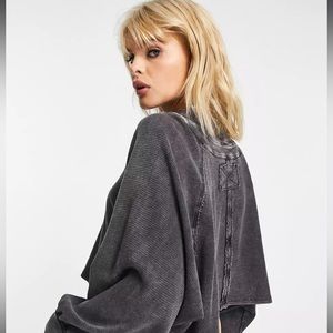 Free People cropped sweatshirt in washed black XL